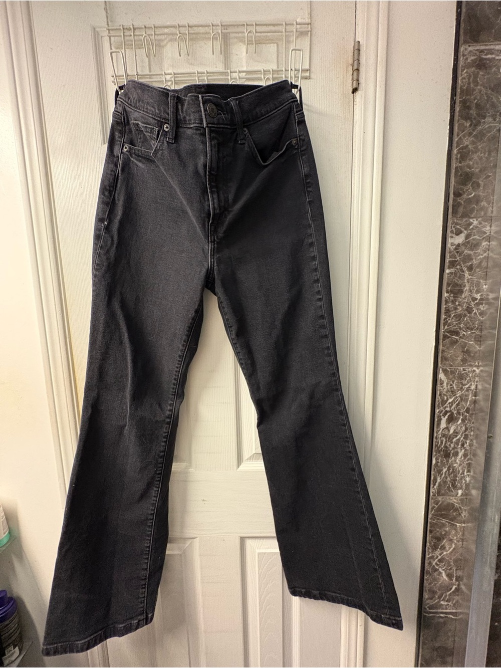 Black Wide-Leg Flare Jeans - High-Rise Casual